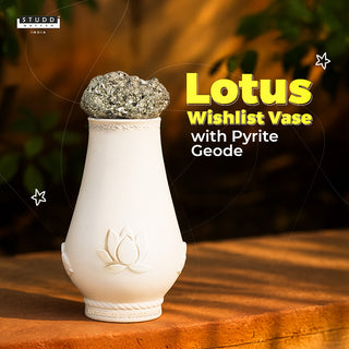 Lotus Wishlist Vase with Pyrite Geode