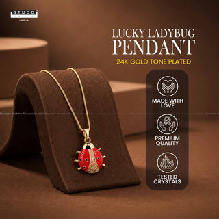 Lucky Ladybug Pendant - 24k Gold Tone Plated [ With Chain ]