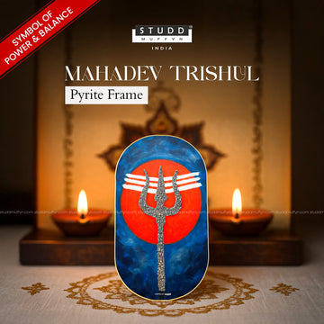 Mahadev Trishul Pyrite Frame [ Capsule Shape ]