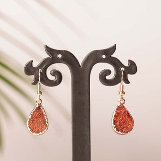 Drusy Stone Earrings Maroon