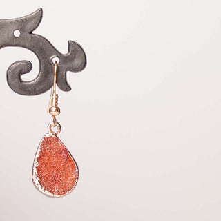 Drusy Stone Earrings Maroon