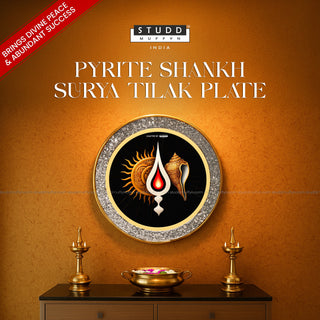 Pyrite Shankh Surya Tilak Plate [Round Plate]