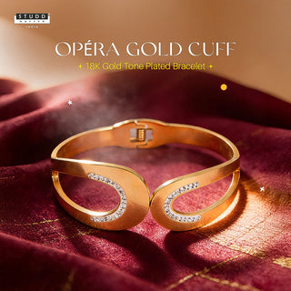 Opéra Gold Cuff - 18K Gold Tone Plated Bracelet