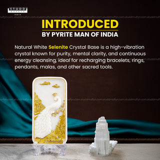 Peacock Aura Shuddhi Selenite Plate