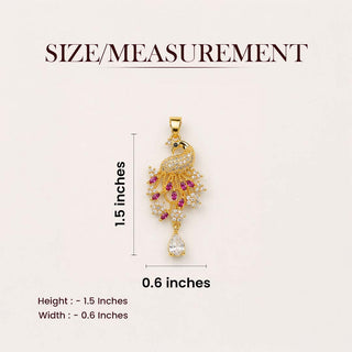 Peacock of Prosperity Crystal Pendant - 24K Gold Toned