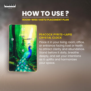 Peacock Pyrite–Lapis Crystal Clock