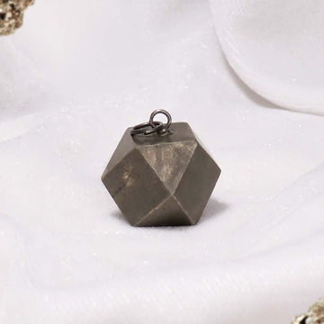 Pyrite 3d hexagonal Pendant  (Without Chain)