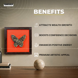 Pyrite 3D Angel-Butterfly Wall Art [Complementary Wooden Frame]