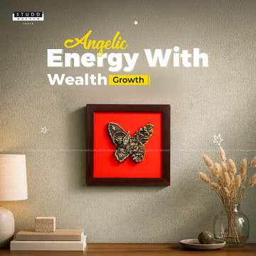 Pyrite 3D Angel-Butterfly Wall Art [Complementary Wooden Frame]