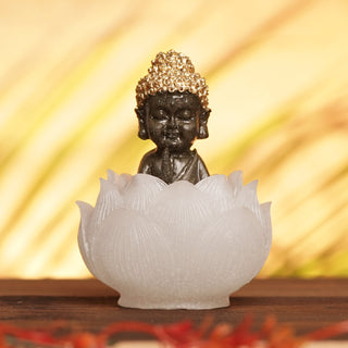 Pyrite Baby Buddha on Selenite Lotus