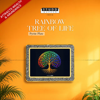 Rainbow Tree of Life Pyrite Plate [ Rectangle Shape ]
