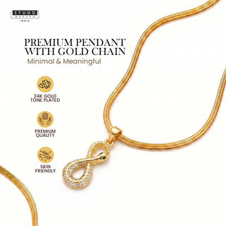 Revival Venom Loop Pyrite Pendant – 24K Gold Tone Plated [With Chain]