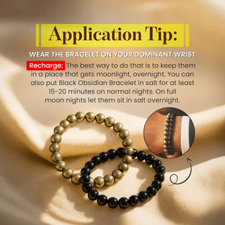 Riche Rich Combo (Pyrite bracelet + Black Obsidian Bracelet)