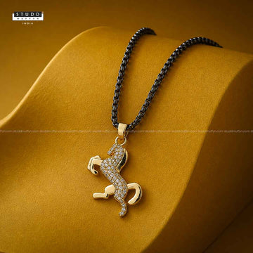 Ride Your Destiny Horse Pendant - 24k Gold Tone Plated [Black Chain]