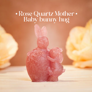 Rose Quartz Mother-Baby Bunny Hug