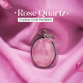 Rose Quartz Crystal Oval Pendant (Without Chain)