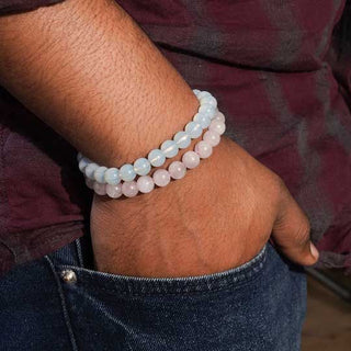 Rose Quartz & Opalite Bracelet Combo | Love & Peace