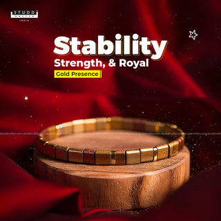 Royal Gold Square Hematite Sleek Bracelet