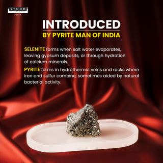 Selenite Recharging Plate With Pyrite Geode