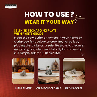 Selenite Recharging Plate With Pyrite Geode