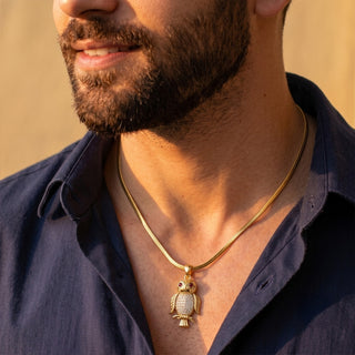 The Protection OWL pendant - 24K Gold Plated [ With Velore Snake Chain]