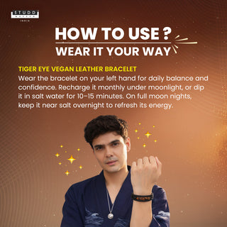 Tiger Eye Vegan Leather Bracelet