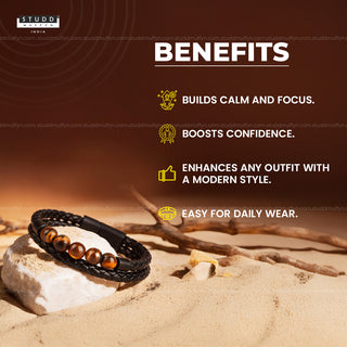 Tiger Eye Vegan Leather Bracelet