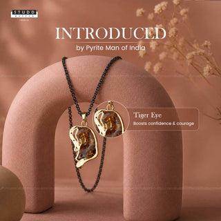 Fierce Tiger Pendant - 24k Gold Tone Plated [ Black Chain ]