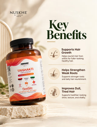 Trishakti 3-in-1 Hair Growth Nutrition | Hair + Gut + Multivitamin Capsules | 90 Veg Capsules