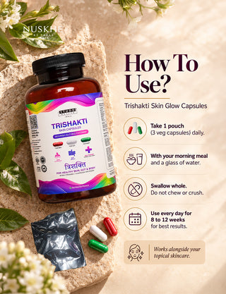 Trishakti Glutathione Skin Glow Capsules | Skin + Gut + Multivitamin | 90 Veg Capsules for Men & Women