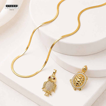 Turtle + Owl : Smart Success Combo With Velore Snake Chain
