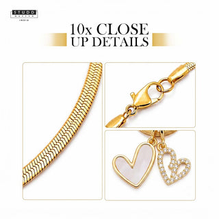 Twin Hearts Pendant - 24K Gold Plated [ With Velore Snake Chain]