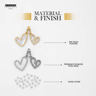 Twin Hearts Pendant - 24K Gold Plated [ With Velore Snake Chain]