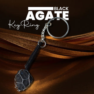 ⁠Black Agate Keyring