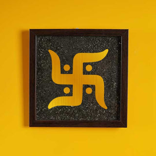 Swastik Pyrite Plate (Complimentary wooden frame)