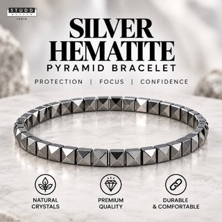 Silver Hematite Pyramid Bracelet