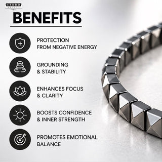 Silver Hematite Pyramid Bracelet