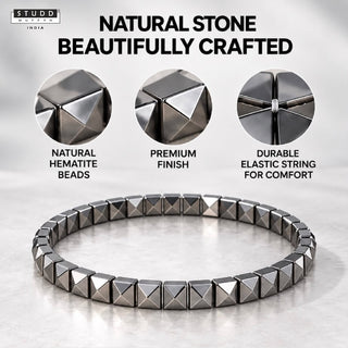 Silver Hematite Pyramid Bracelet