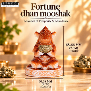 Fortune Dhan Mooshak with Natural Pyrite