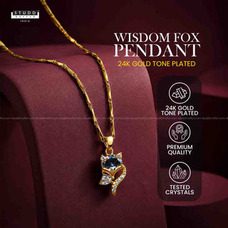 Wisdom Fox Pendant - 24K Gold Plated [ With Velore Snake Chain]