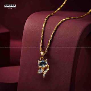 Wisdom Fox Pendant - 24K Gold Plated [ With Velore Snake Chain]