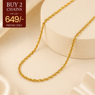 Golden Twisted Chain - 24K Gold Tone Plated [ Pack of 2 ]