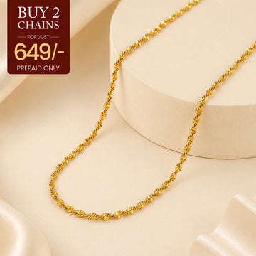 Golden Twisted Chain - 24K Gold Tone Plated [ Pack of 2 ]