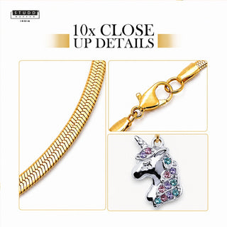 Unicorn Pendant - 24K Gold Plated [ With Velore Snake Chain]