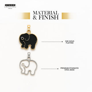 Mini Elephant Pendant - 24K Gold Plated [ With Velore Snake Chain]