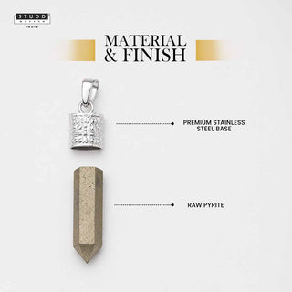 Pyrite and Obsidian Crystal Pencil Pendant with Chain