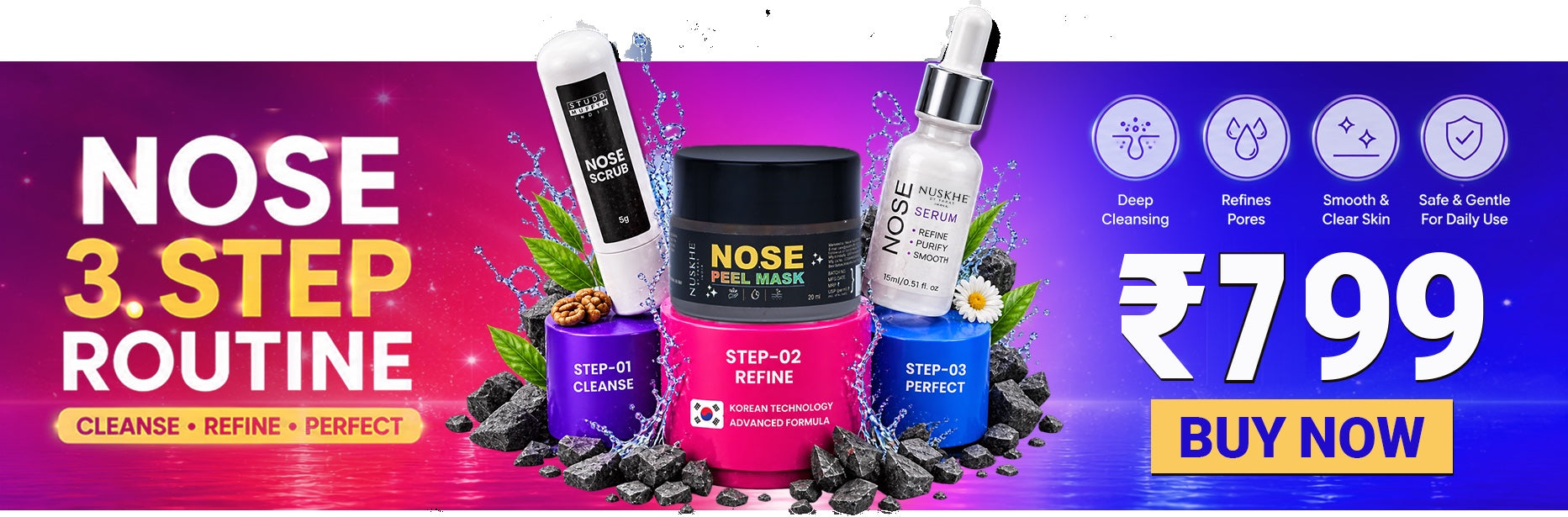 Nose 3 Step Routine — cleanse, refine, perfect — ₹599