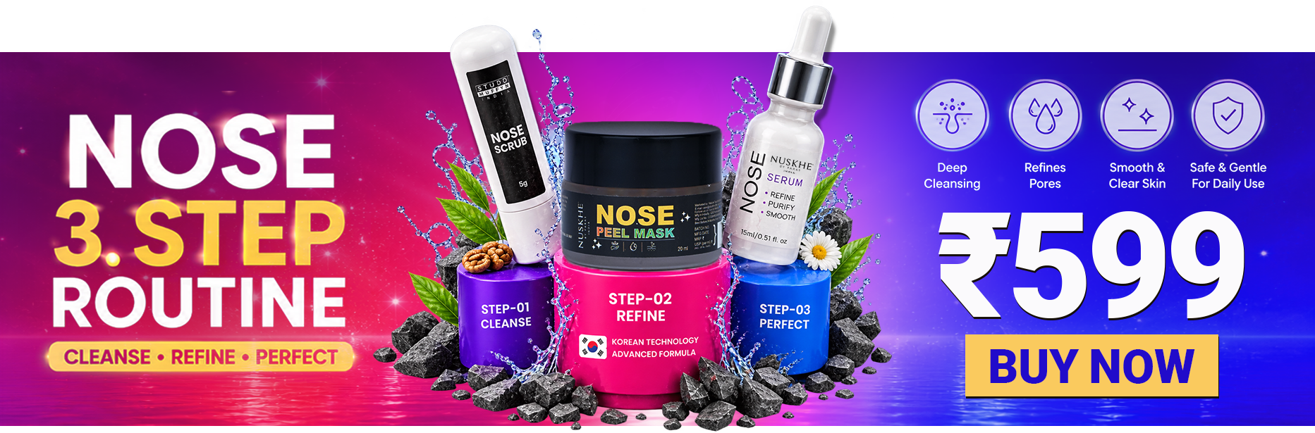 Nose 3 Step Routine — cleanse, refine, perfect — ₹599