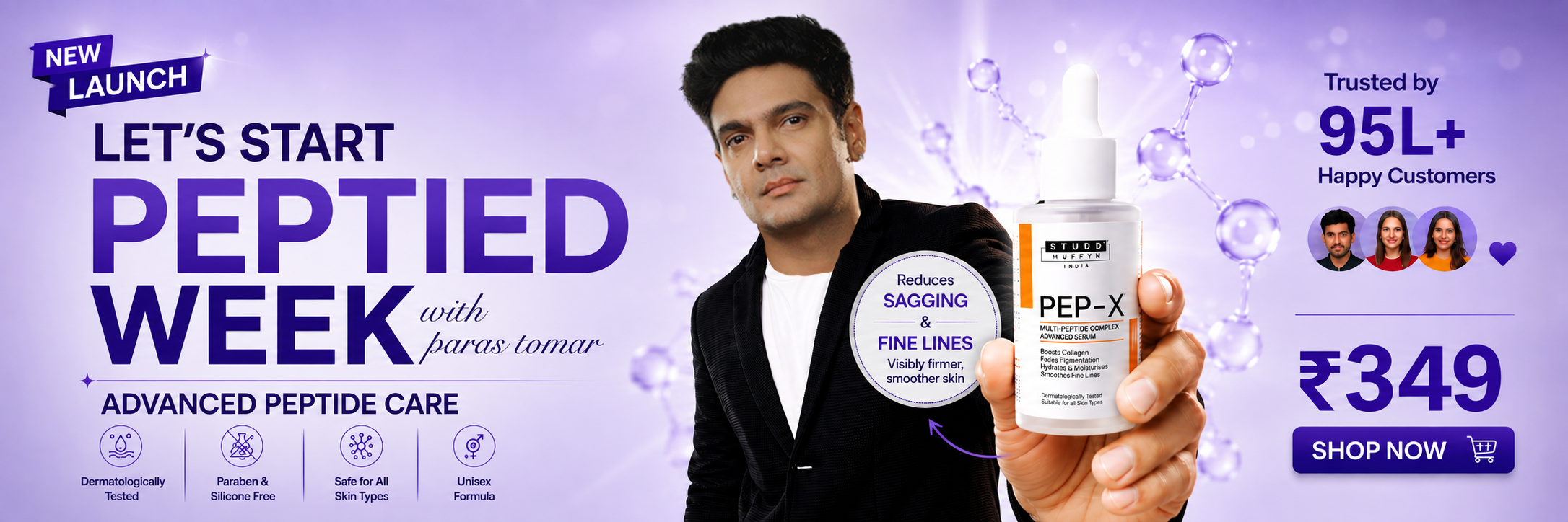 New launch — Let's start Peptide Week with Paras Tomar — PEP-X advanced peptide care, ₹349