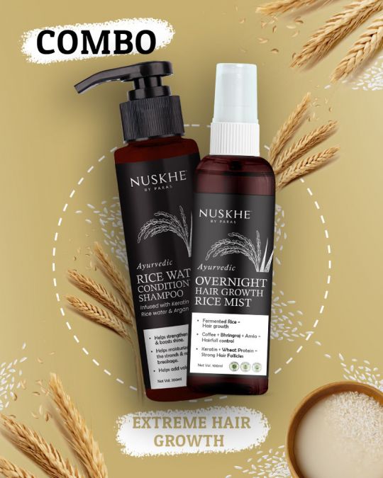 Nuskhe By Paras Xtrme Hair Growth Combo  Rice Water Hair Mist and Rice  Water Conditioning Shampoo Price in India  Buy Nuskhe By Paras Xtrme Hair  Growth Combo  Rice Water